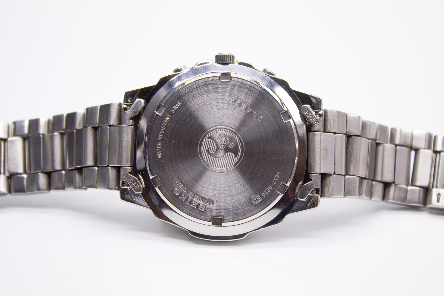 2002 Seiko Chronograph Black Sunburst Dial Men's Quartz Wrist-Watch