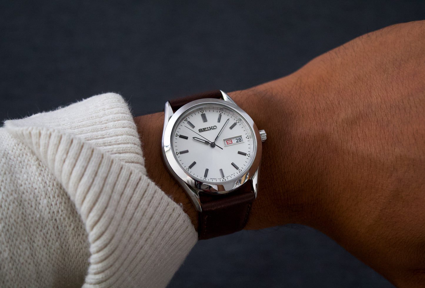 1995 Seiko Silver-sunburst Men's Wrist-Watch