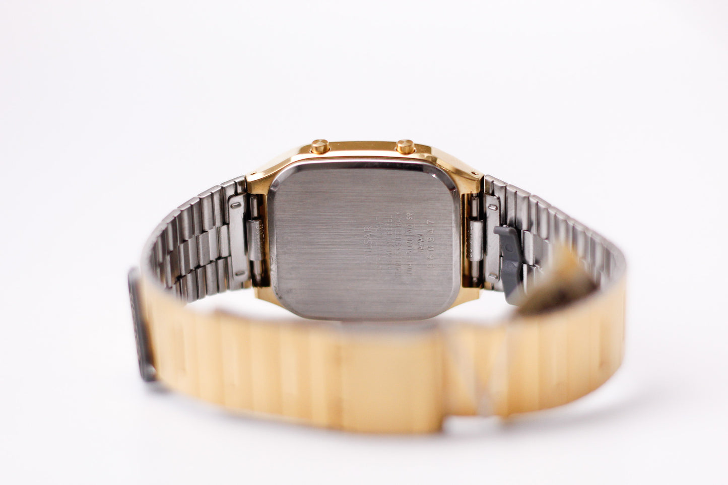 1999 Pulsar Quartz Ana-Digi Straight Grain Golden Dial Men's Wrist-Watch W/Box