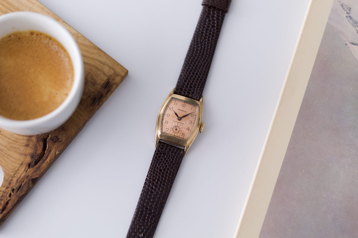 1950s Benrus Art Deco Peppered Salmon Dial Men's Wrist-Watch