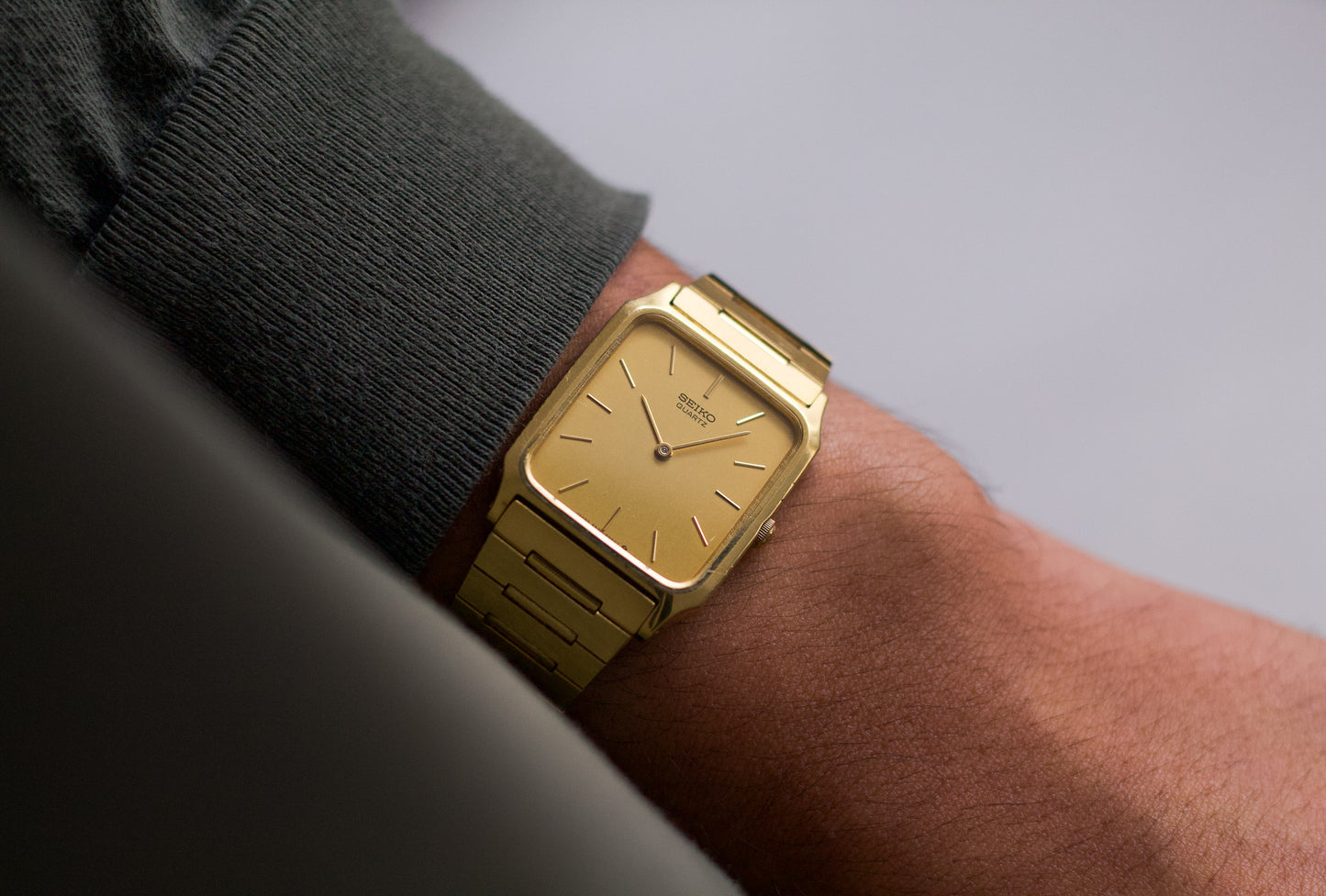 1984 Seiko 'Tank' Quartz Golden Dial Men's Wrist-Watch
