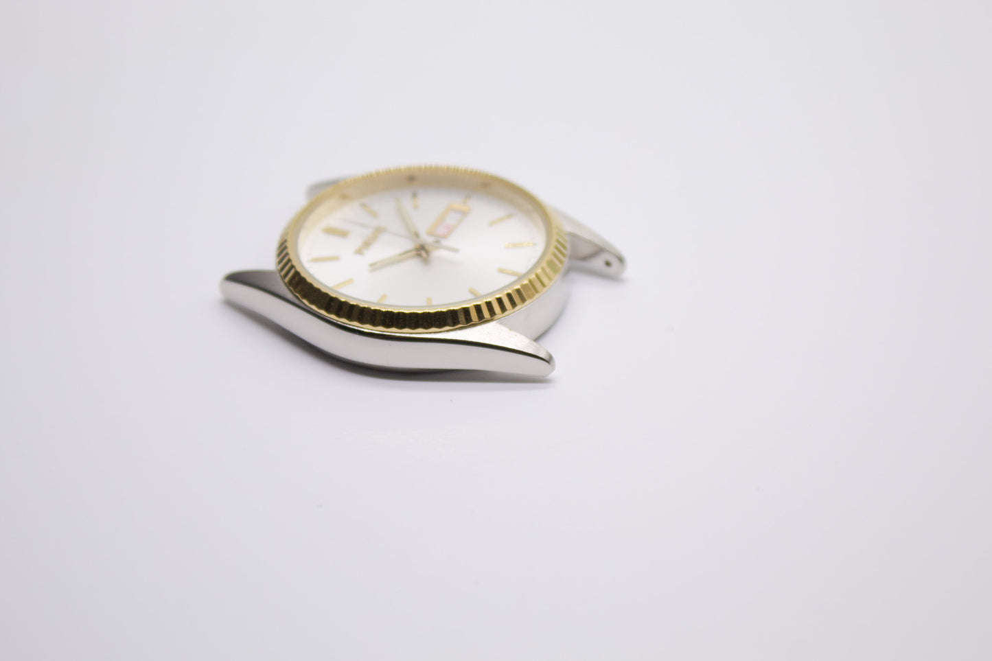 1990s Pulsar 'Day-Date' Silver Sunburst Two Tone Men's Wrist-Watch