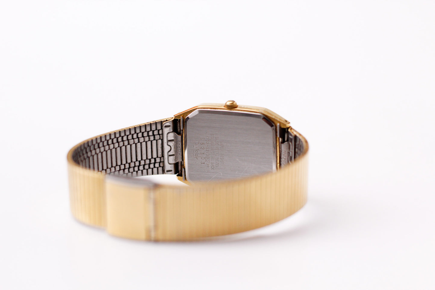 1995 Pulsar Quartz Straight Grain Golden Dial Men's Wrist-Watch