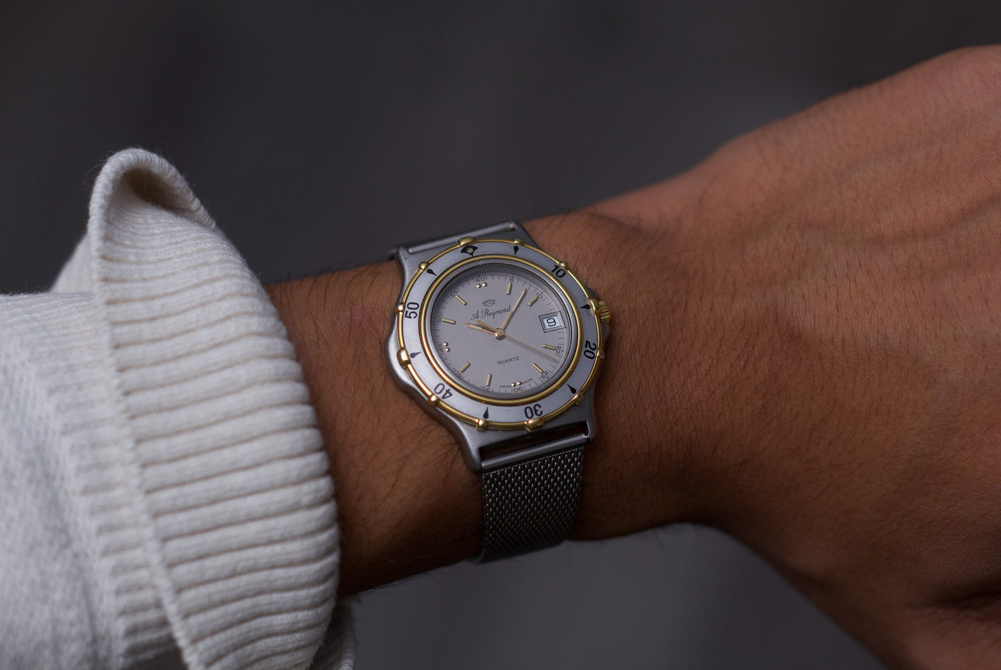 1990s A. Reymond Straight Grain Silver Dial Men's Wrist-Watch