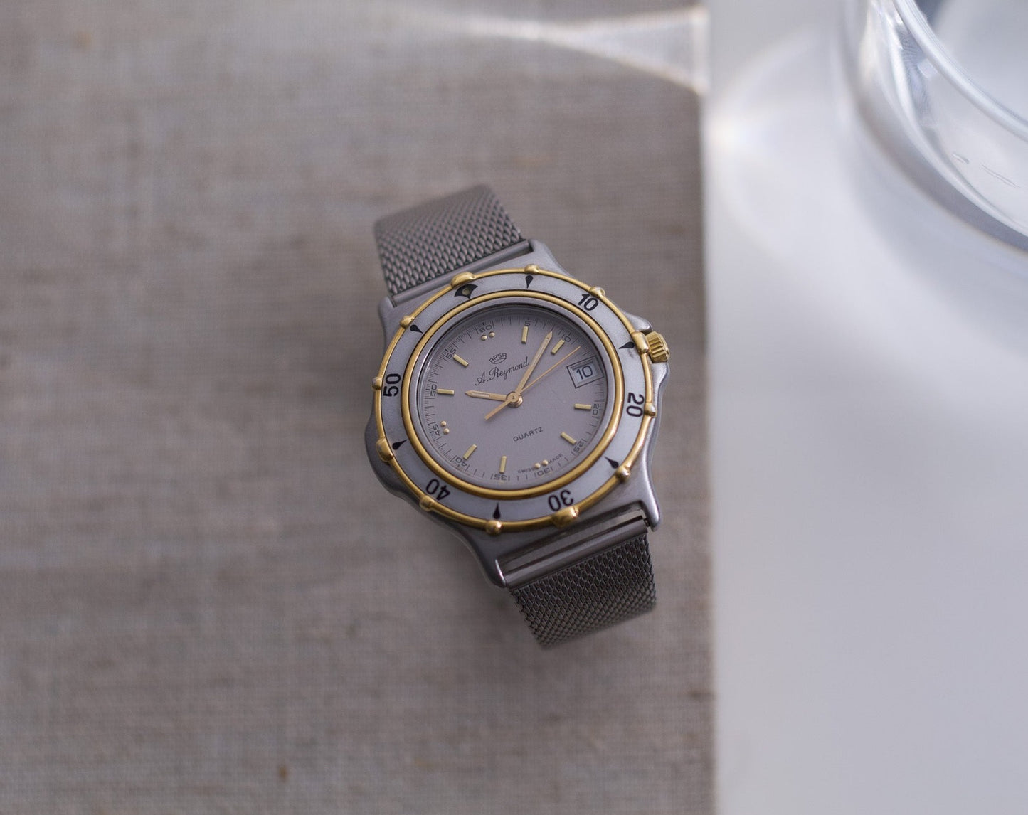1990s A. Reymond Straight Grain Silver Dial Men's Wrist-Watch