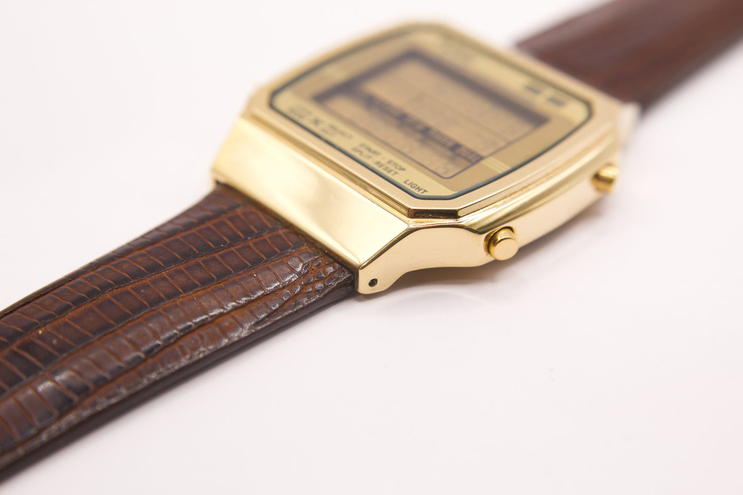 1990s Gold Toned Pulsar Multi-Function Digital Men's Wrist-Watch