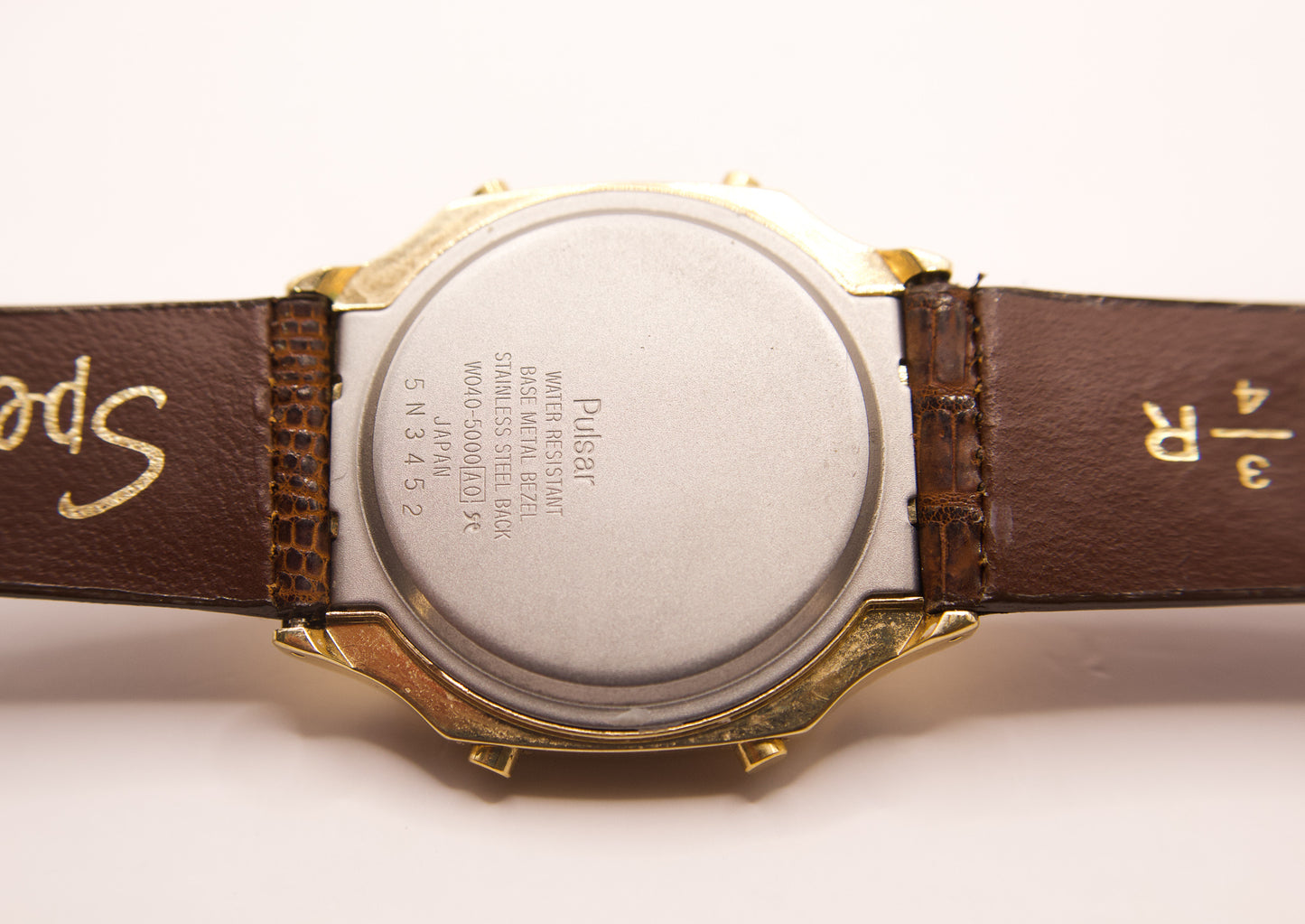 1990s Gold Toned Pulsar Multi-Function Digital Men's Wrist-Watch