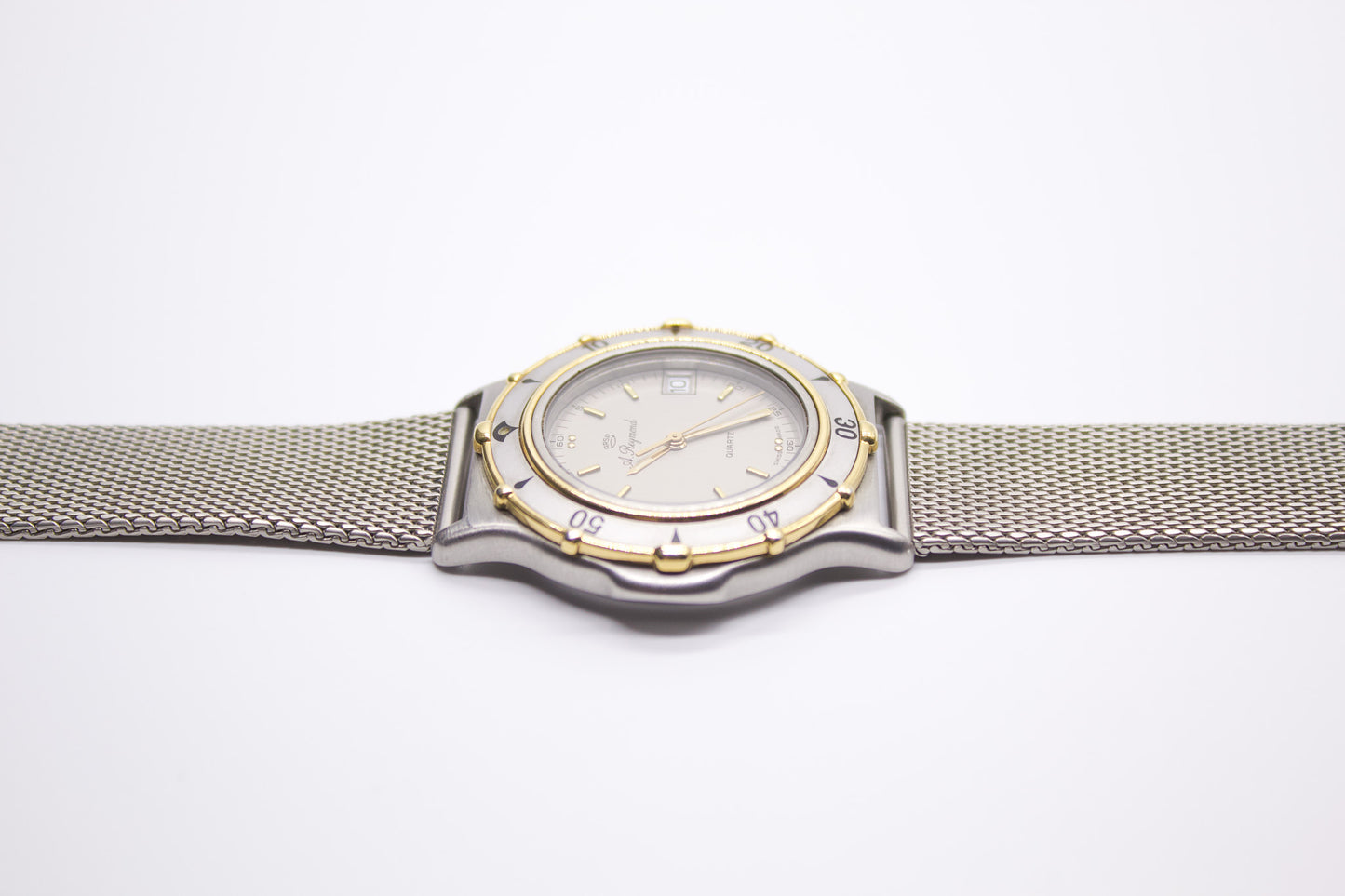 1990s A. Reymond Straight Grain Silver Dial Men's Wrist-Watch