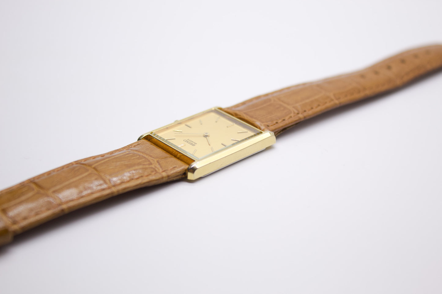1991 Seiko Golden 'Tank' Straight Grain Dial Men's Wrist-Watch