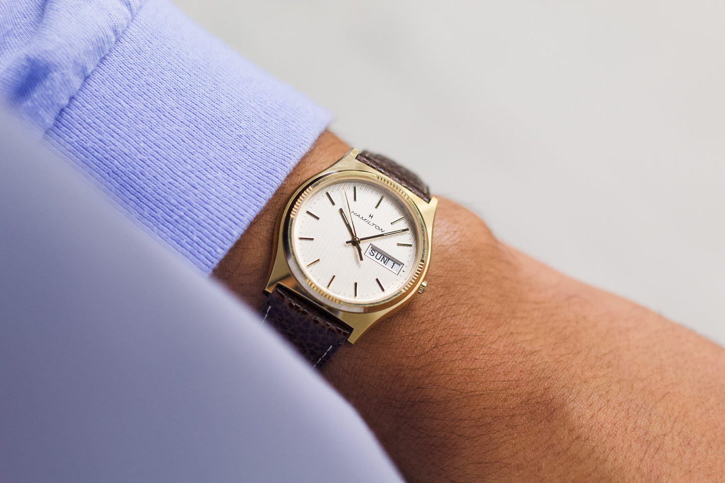 1990s Hamilton Quartz Cream White Dial Men's Wrist-Watch