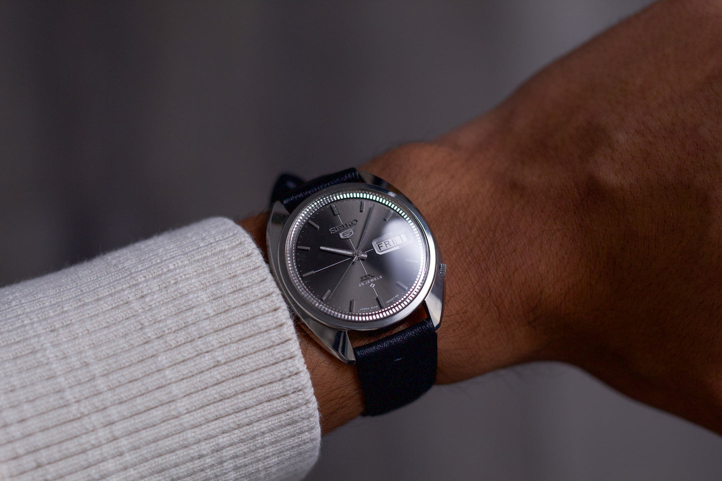 Serviced 1967 Seiko 5 DX Sunburst Gray Dial Men's Automatic Wrist-Watch