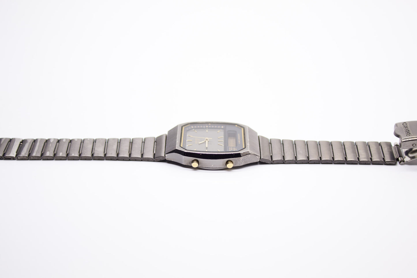 1993 Seiko Ana-Digi Gun Metal Black Men's Wrist-Watch