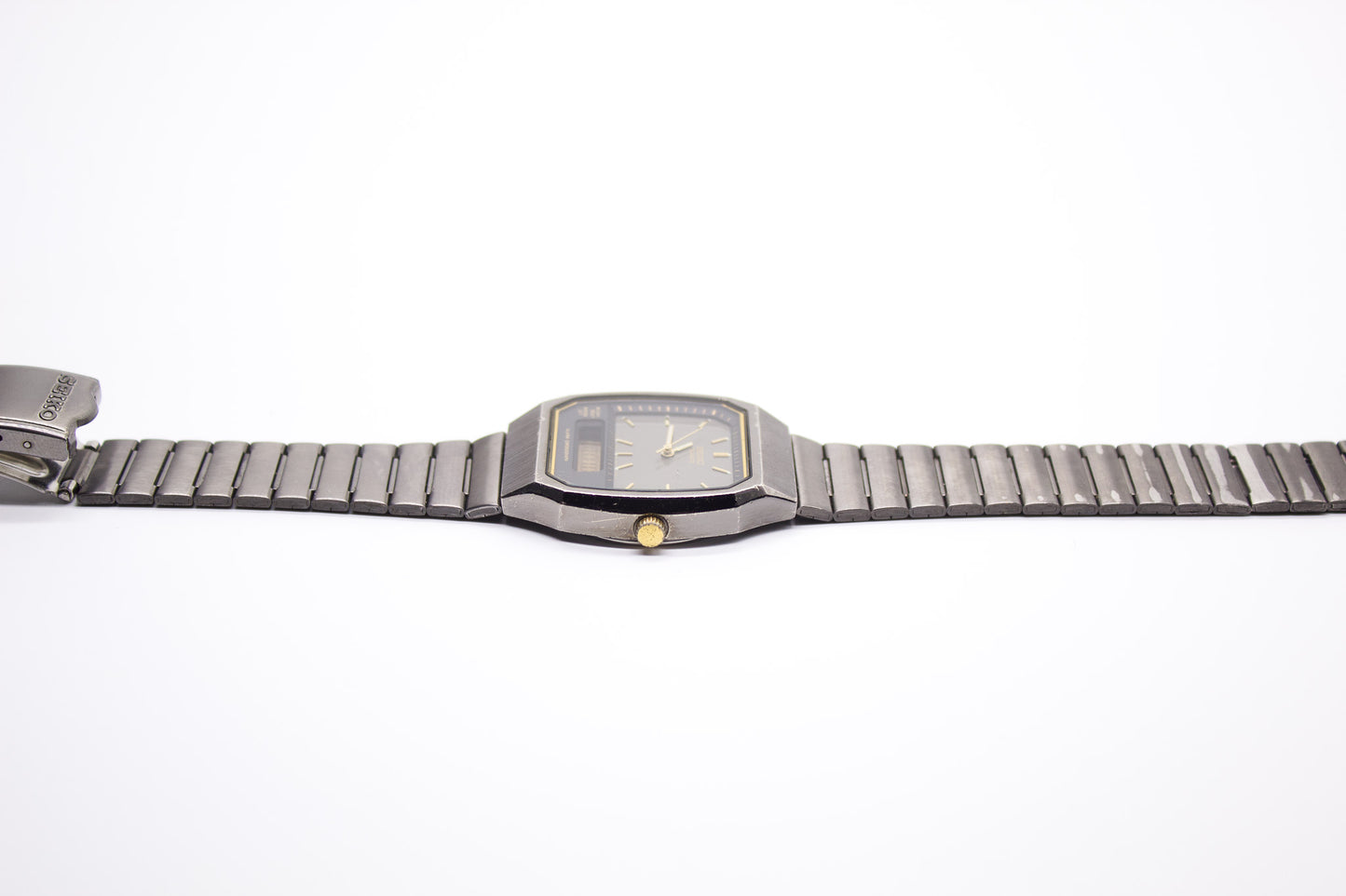 1993 Seiko Ana-Digi Gun Metal Black Men's Wrist-Watch