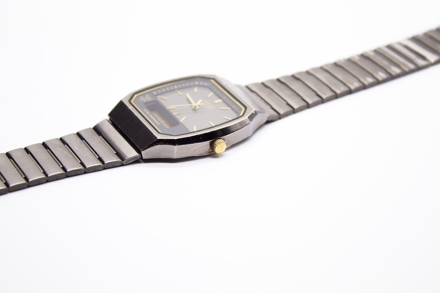 1993 Seiko Ana-Digi Gun Metal Black Men's Wrist-Watch