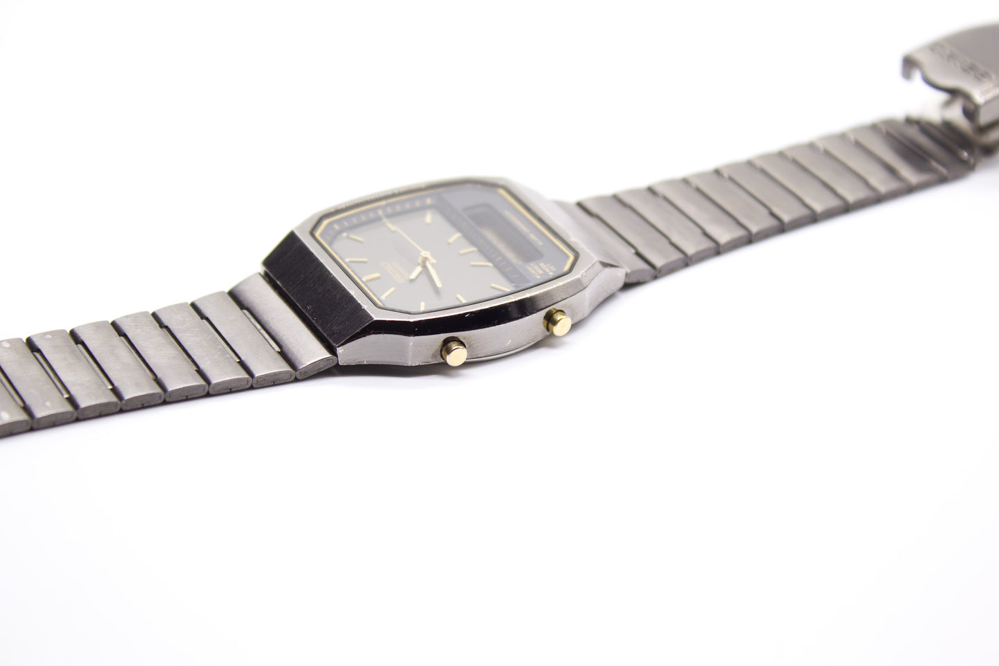 1993 Seiko Ana-Digi Gun Metal Black Men's Wrist-Watch
