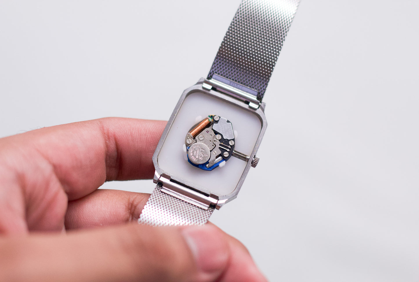 1990s Pulsar Tank Marine Blue Sunburst Dial Men's Wrist-Watch