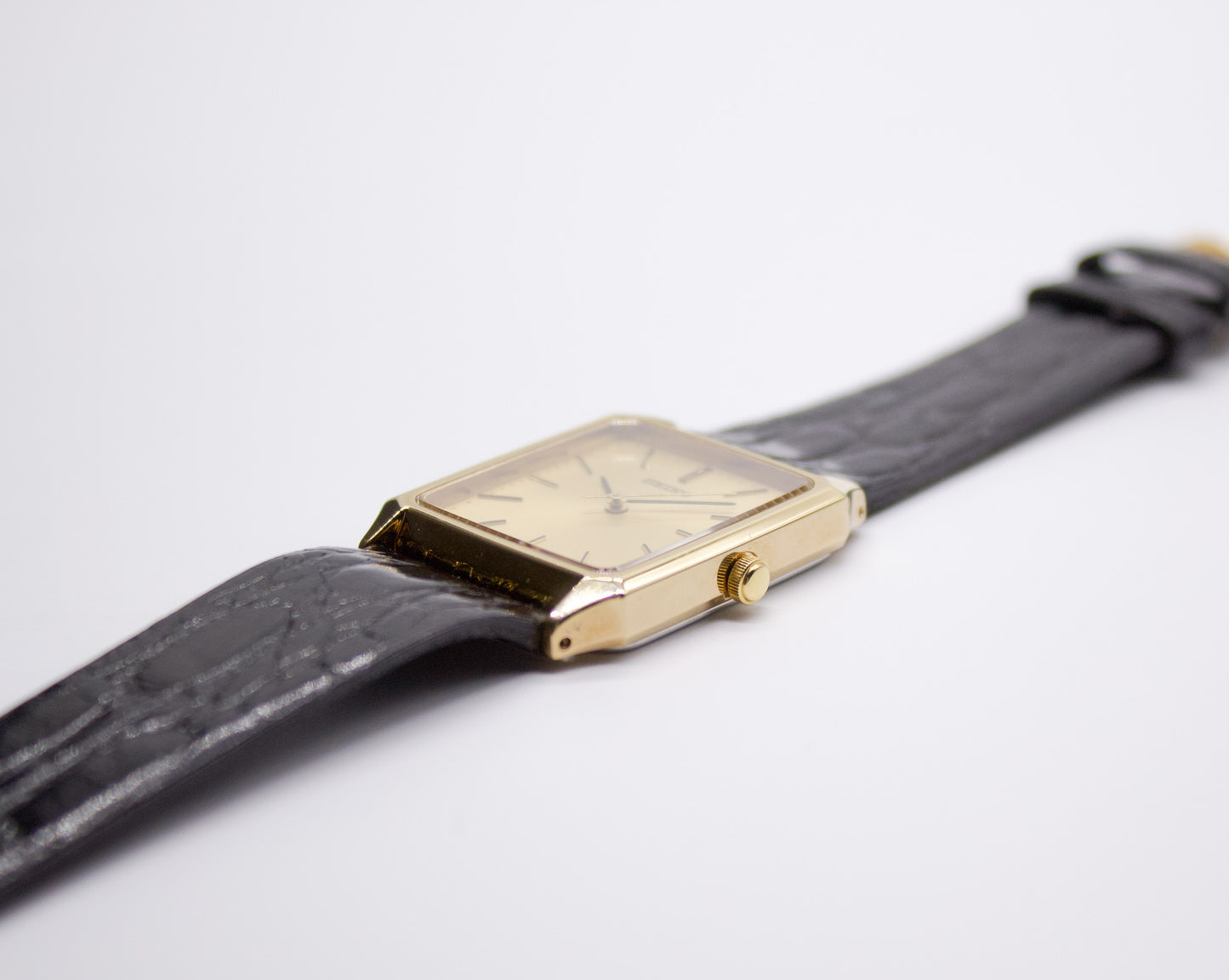 1990s Seiko Tank Golden Sunburst Dial Men's Wrist-Watch