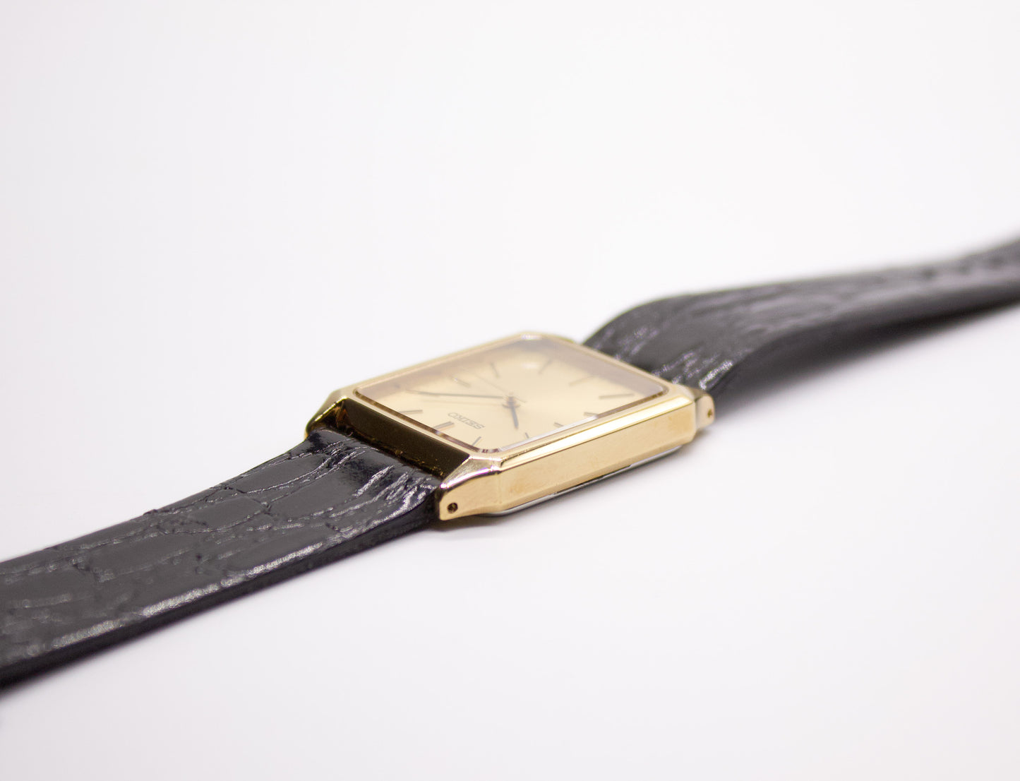 1990s Seiko Tank Golden Sunburst Dial Men's Wrist-Watch