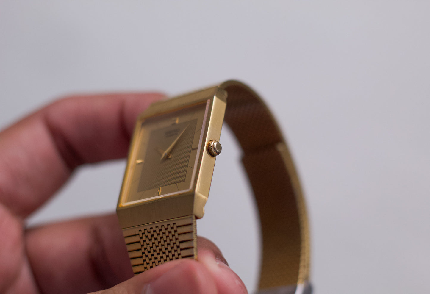 1986 Seiko 'Tank' Gold Toned Men's Wrist-Watch