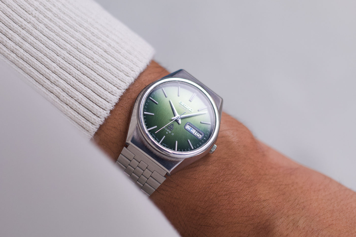 Seiko Type II Emerald Green Sunburst Dial Men's Wrist-Watch