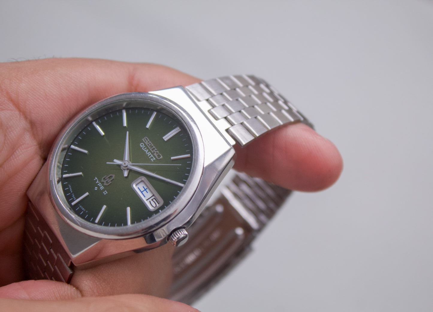 Seiko Type II Emerald Green Sunburst Dial Men's Wrist-Watch