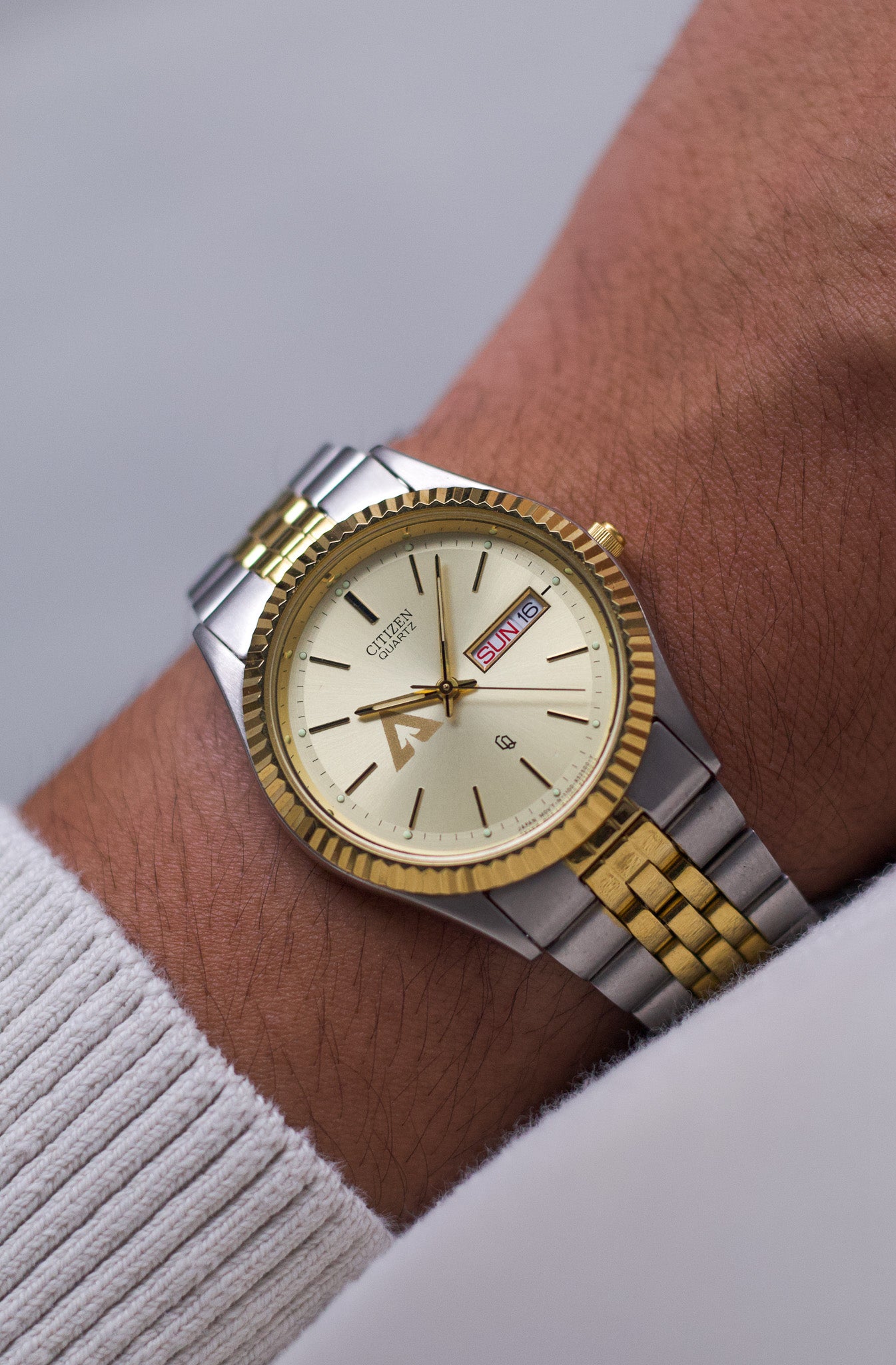 1990s Citizen Baby 'Day-Date' Champagne Dial Two Tone Men's Wrist-Watch