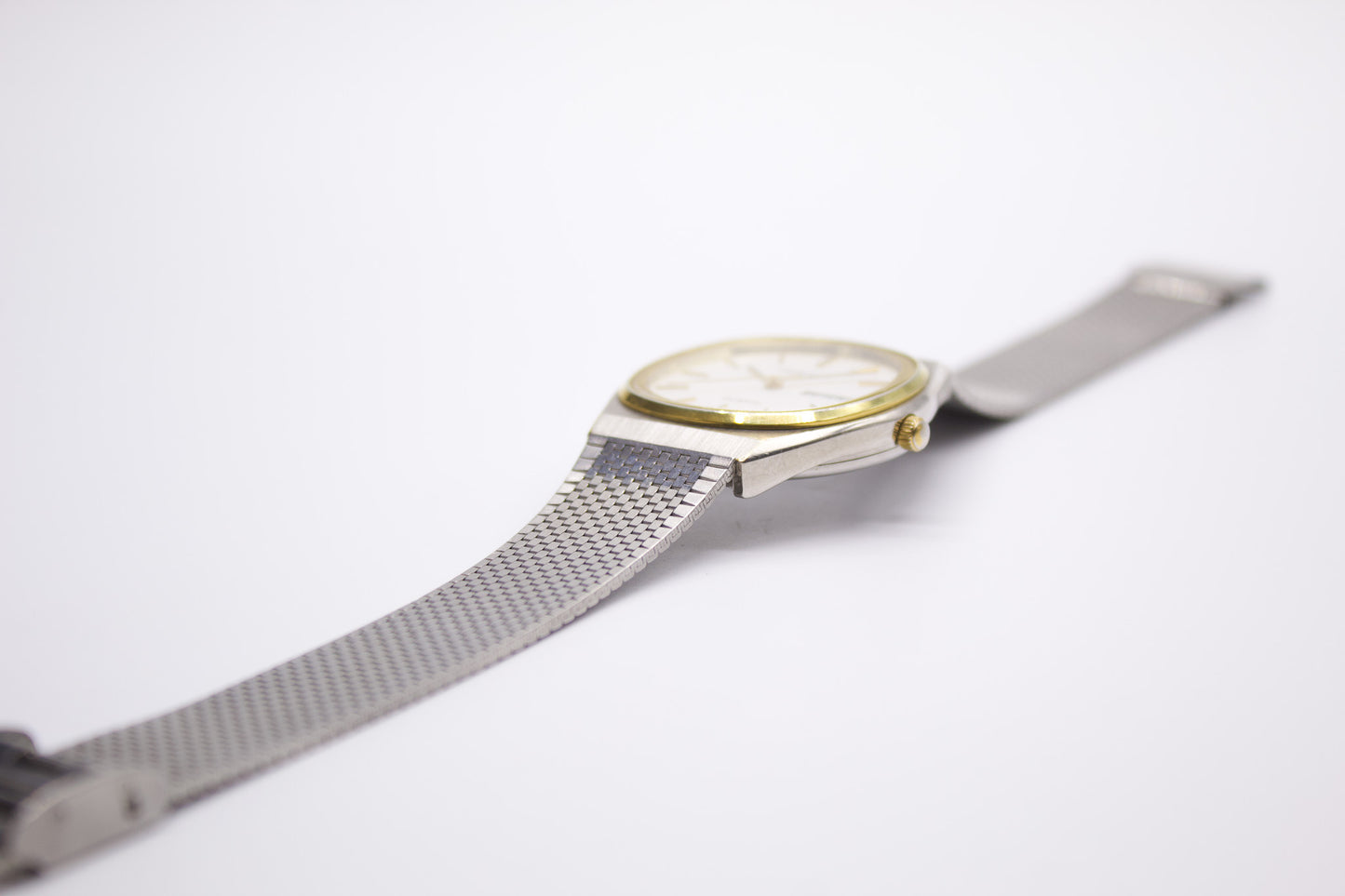 1990s Caravelle Quartz Brilliant White Dial Two Tone Men's Wrist-Watch