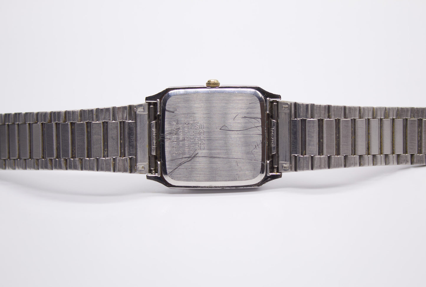 1984 Seiko Quartz Tank Style Two Tone Gray Dial Men's Wrist-Watch