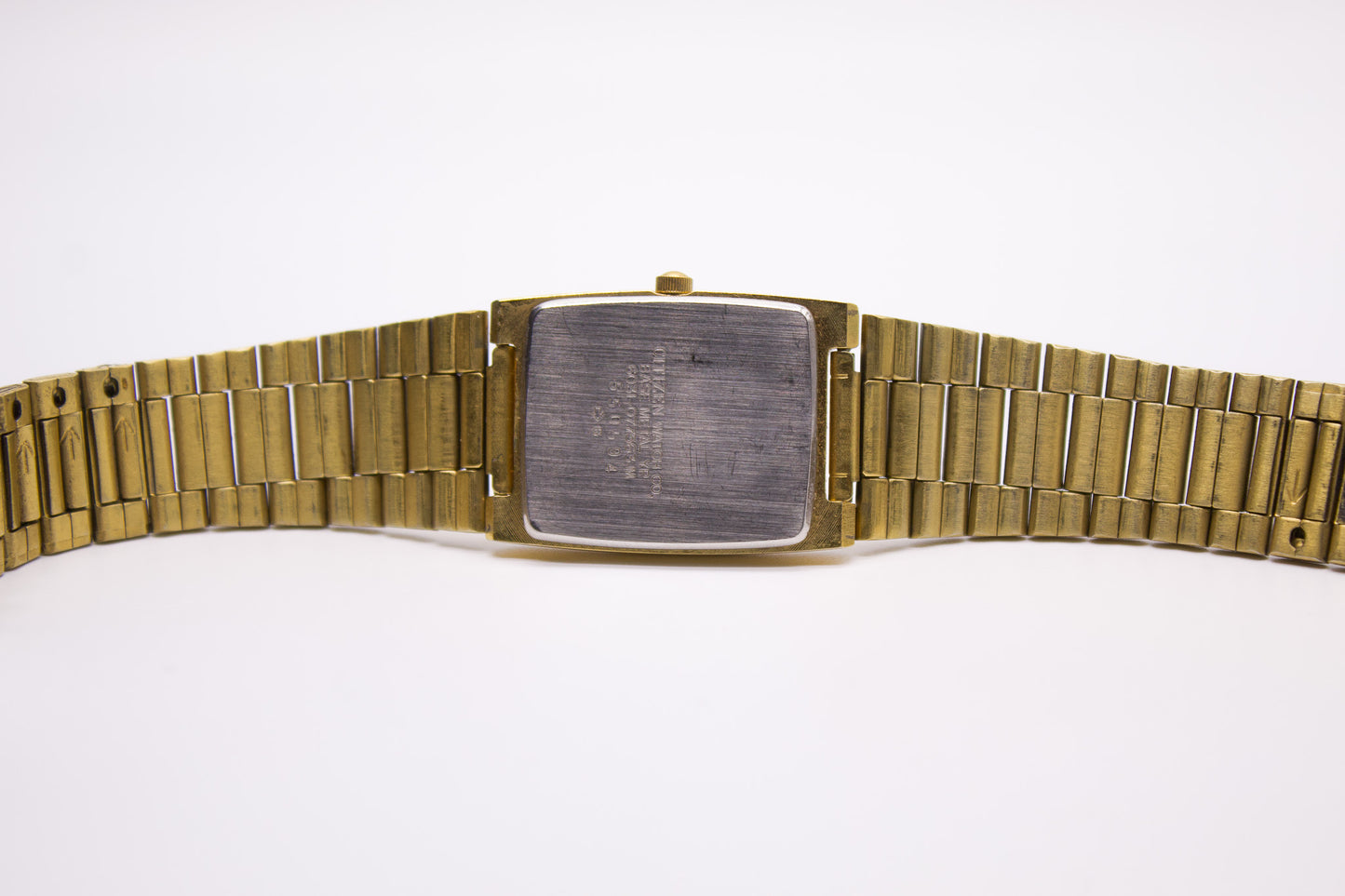 1995 Citizen CQ Quartz Tank Textured Golden Dial Men's Wrist-Watch