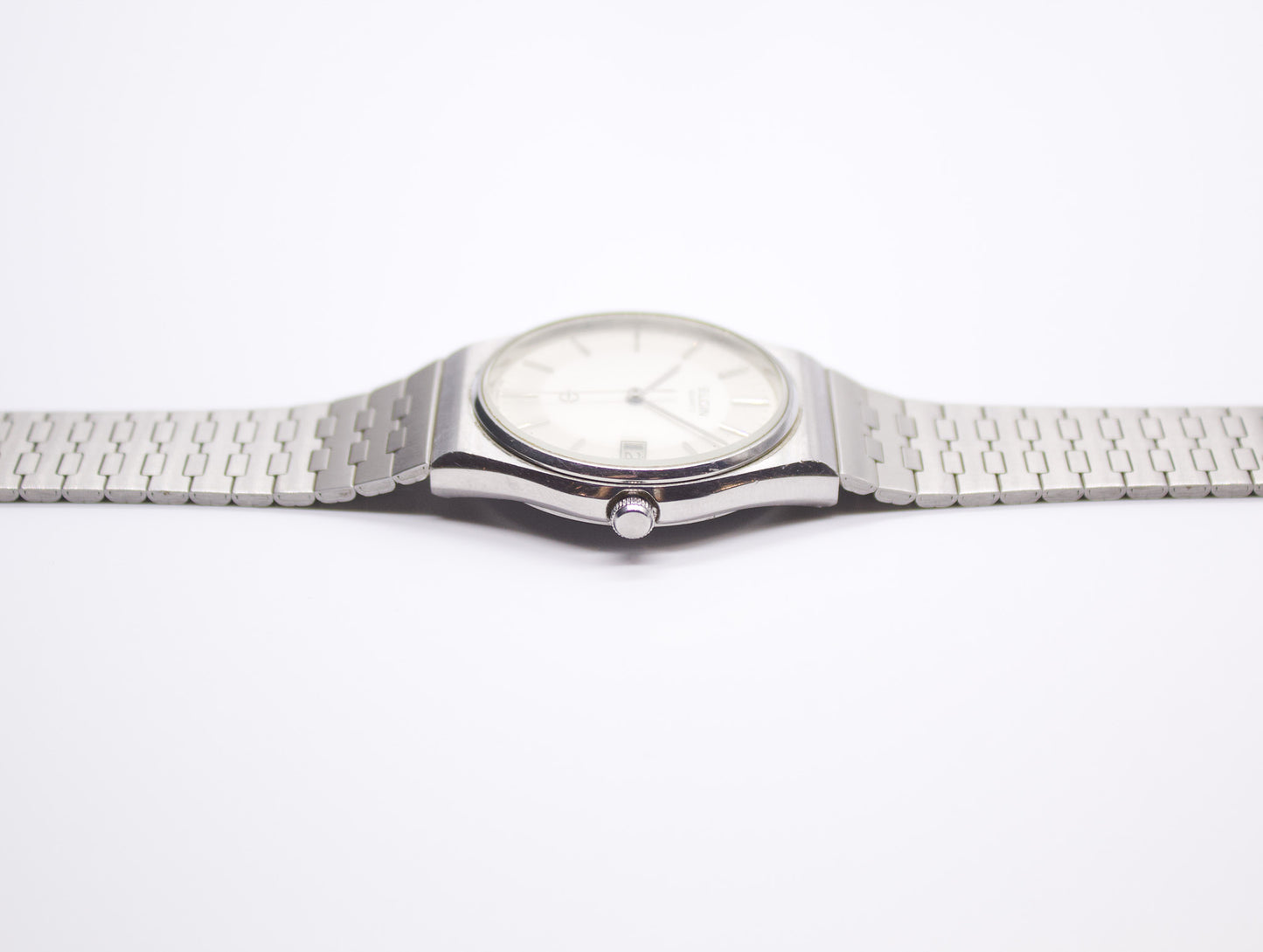 1970s Elgin Two-Tone White Dial Men's Quartz Wrist-Watch