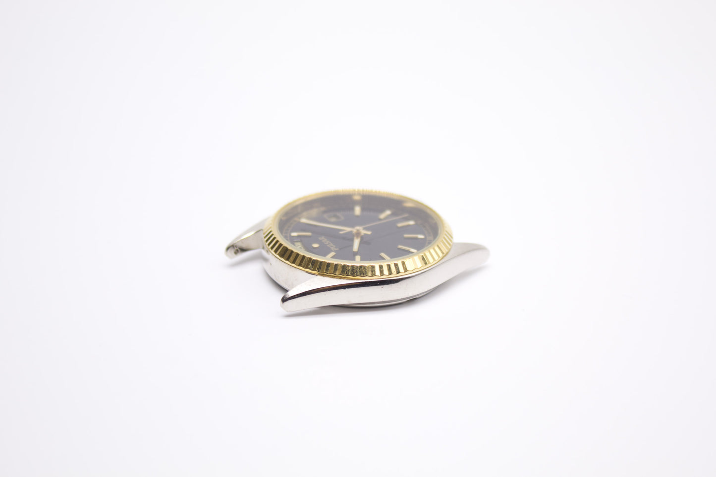 1987 Pulsar 'Baby Presidential' Inky Black Dial Two Tone Men's Wrist-Watch