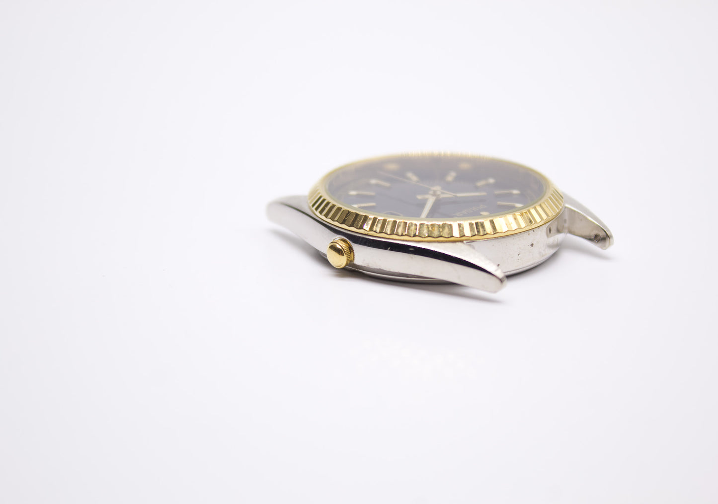 1987 Pulsar 'Baby Presidential' Inky Black Dial Two Tone Men's Wrist-Watch