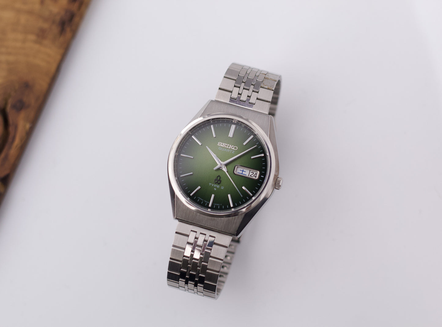 1978 Seiko Type II Emerald Green Sunburst Dial Men's Wrist-Watch