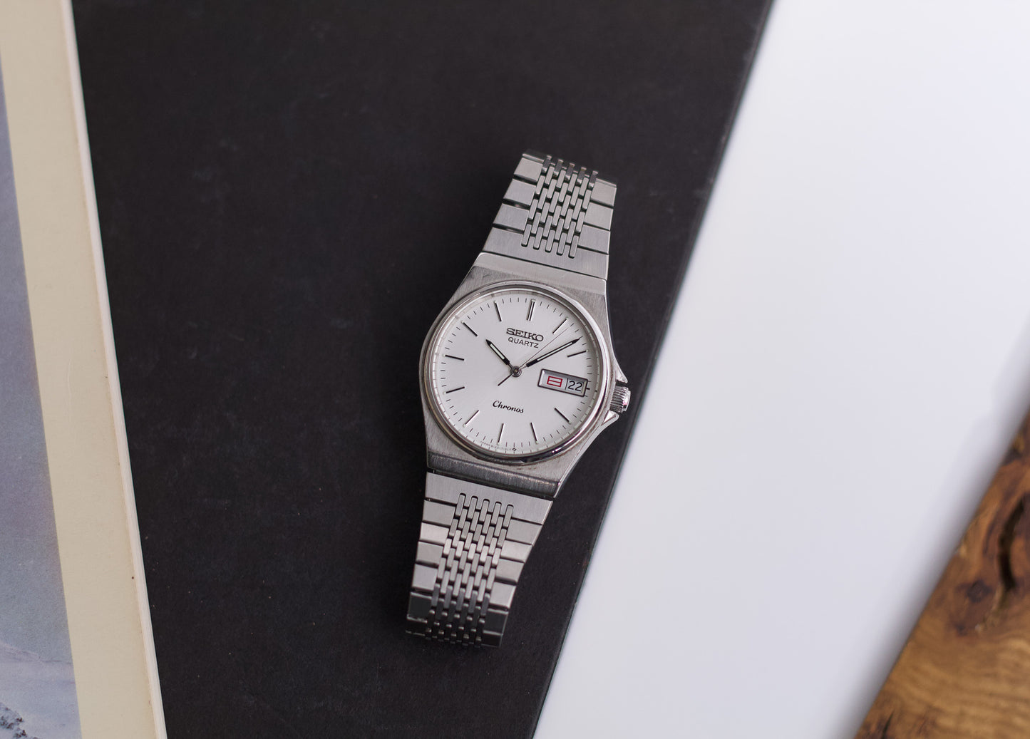 1983 Seiko Chronos Stark White Dial Men's Sport's Watch