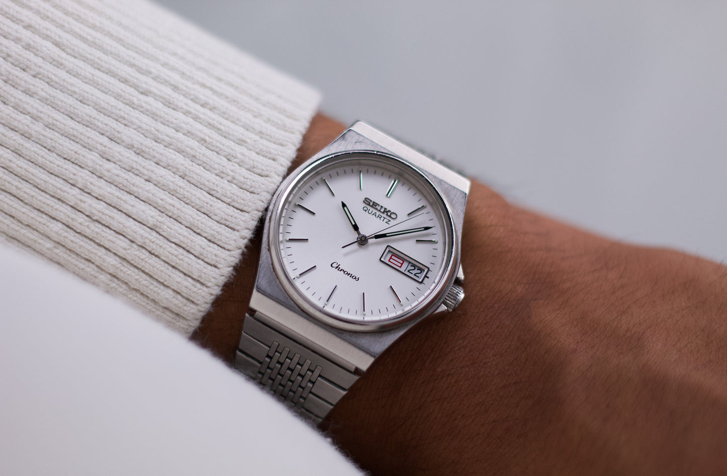 1983 Seiko Chronos Stark White Dial Men's Sport's Watch