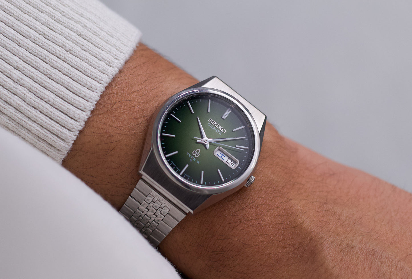 1978 Seiko Type II Emerald Green Sunburst Dial Men's Wrist-Watch