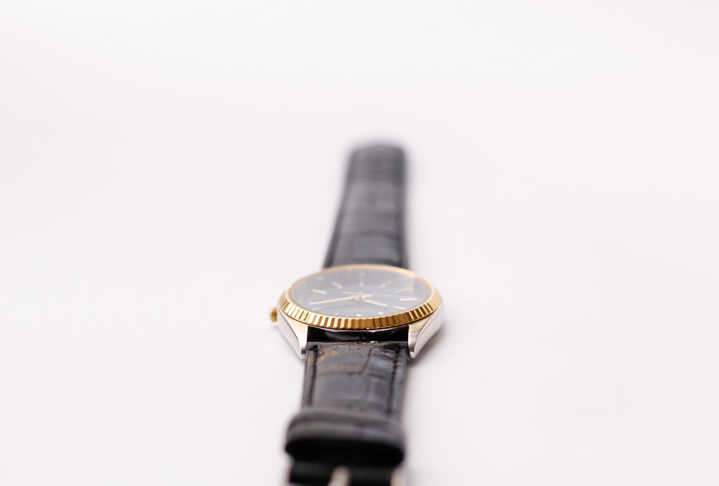 2005 Pulsar Quartz 'Baby Presidential' Inky Black Dial Two Tone Men's Wrist-Watch