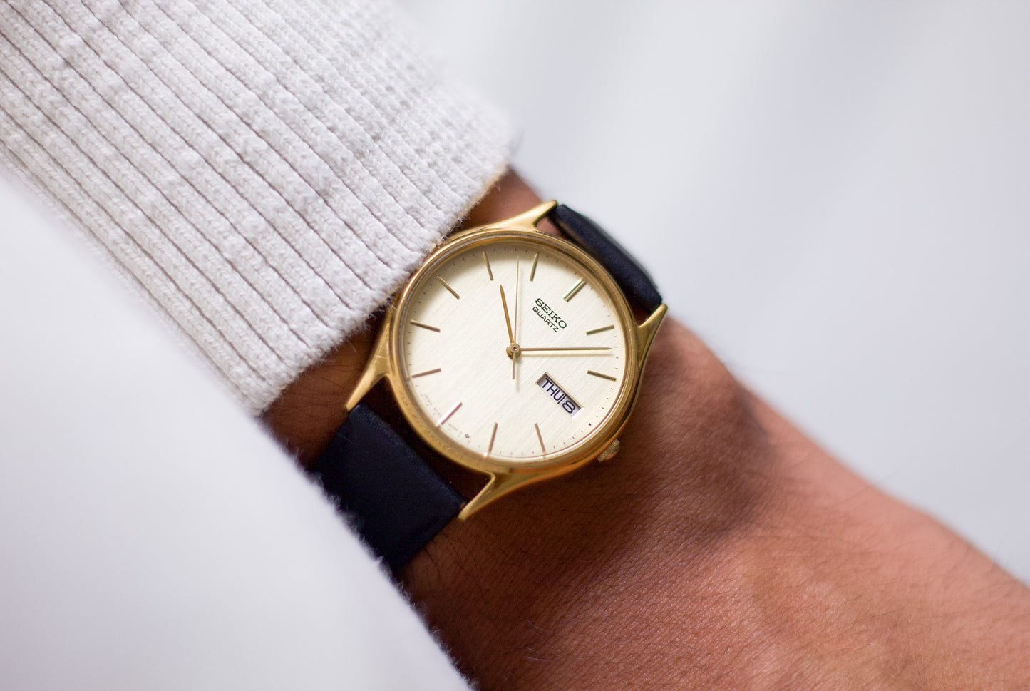1991 Seiko Warm Gold Toned Men's Dress Wrist-Watch
