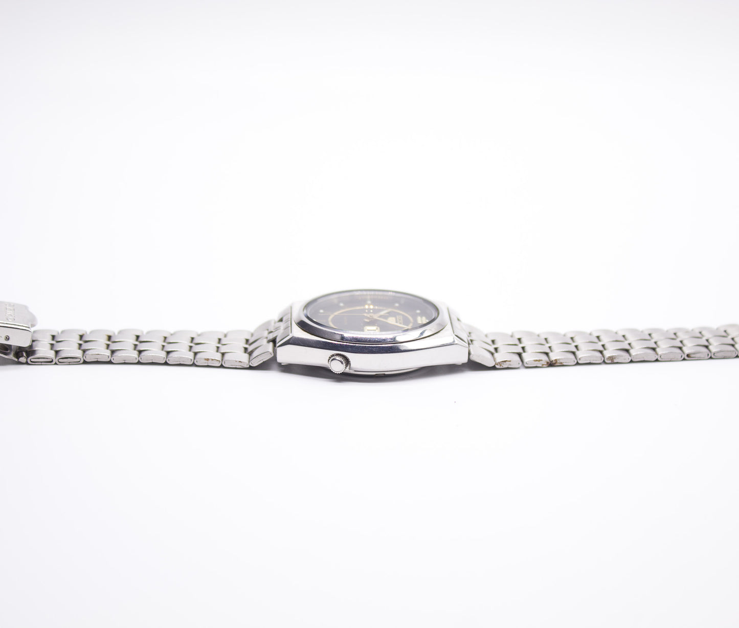 1997 Seiko 5 Striped Deep Gray Dial Men's Wrist-Watch