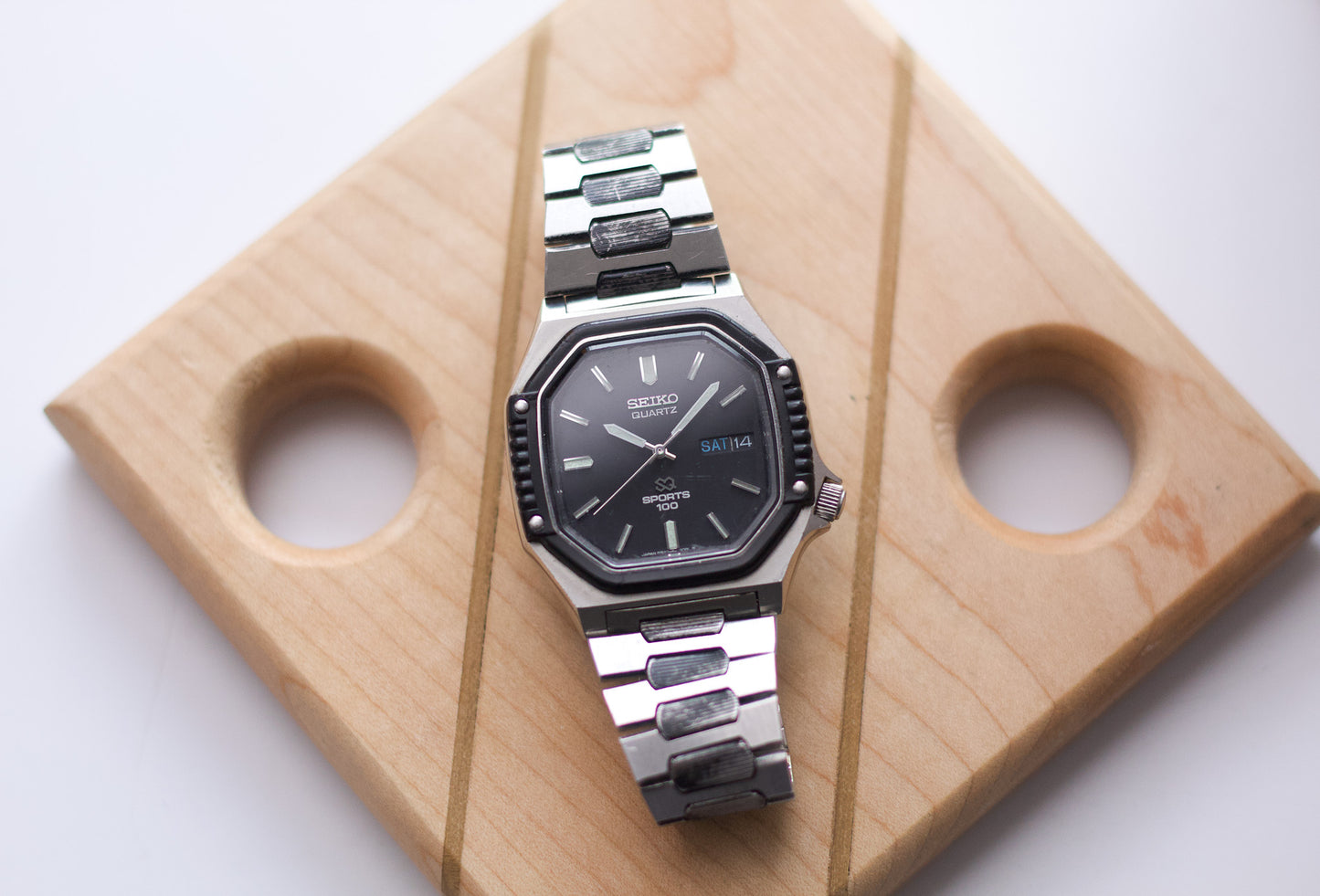 1984 Seiko SQ 100 Sports Matte Black Dial Men's Wrist Watch