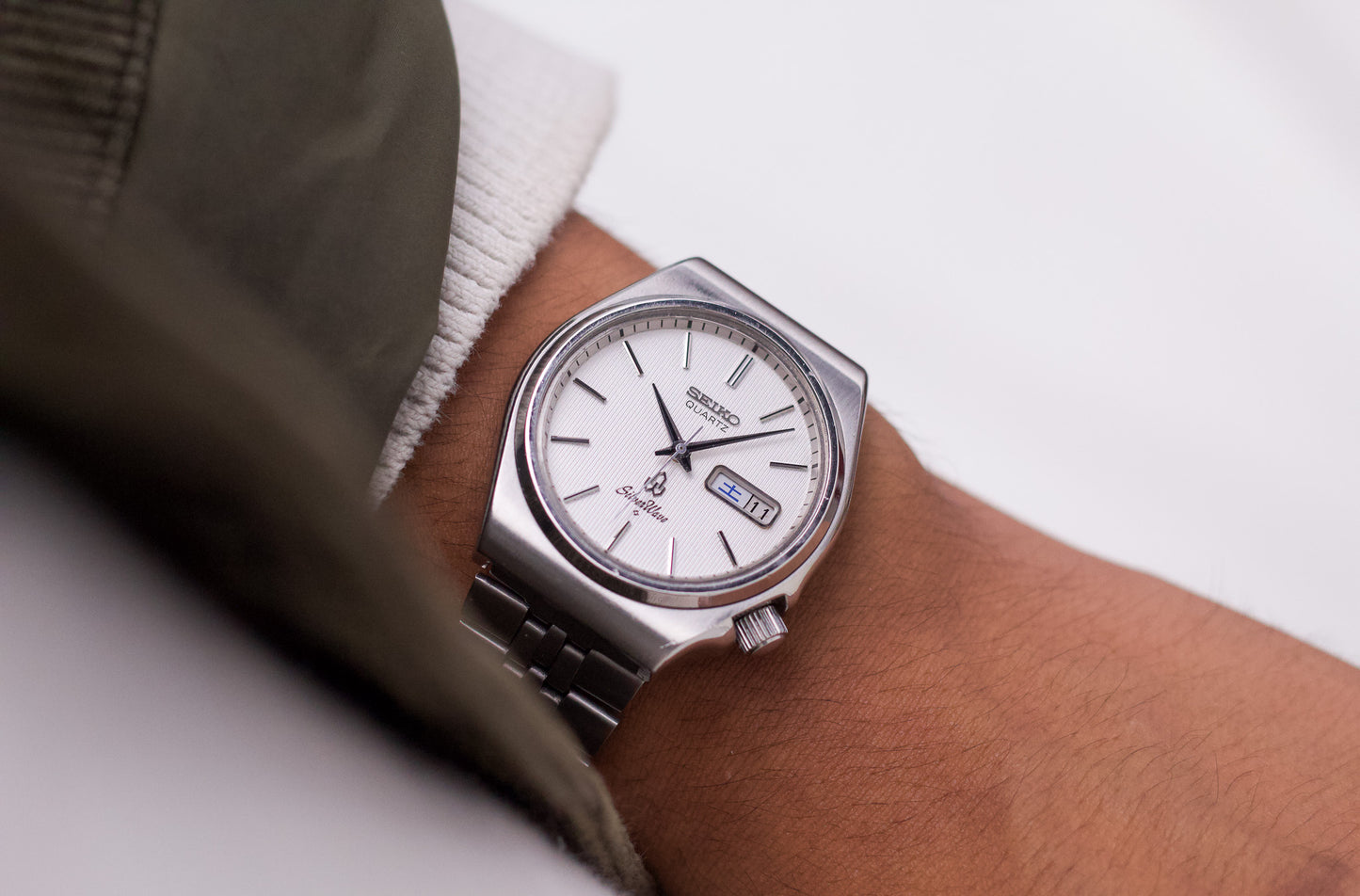 1977 Seiko Silverwave Striped White Dial Men's Wrist-Watch