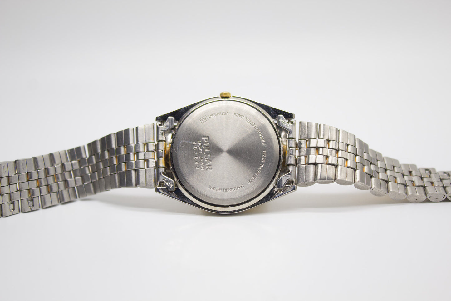 2004 Pulsar Quartz Silver Sunburst Dial Custom Logo Men's Two Tone Wrist-Watch W/Box