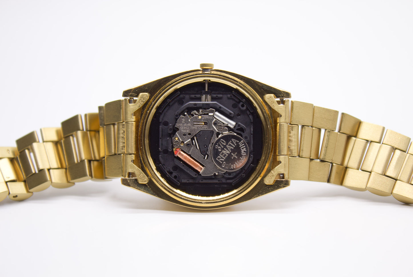 1990 Seiko Quartz 'Baby Day-Date' Inky Black Dial Fluted Men's Wrist-Watch