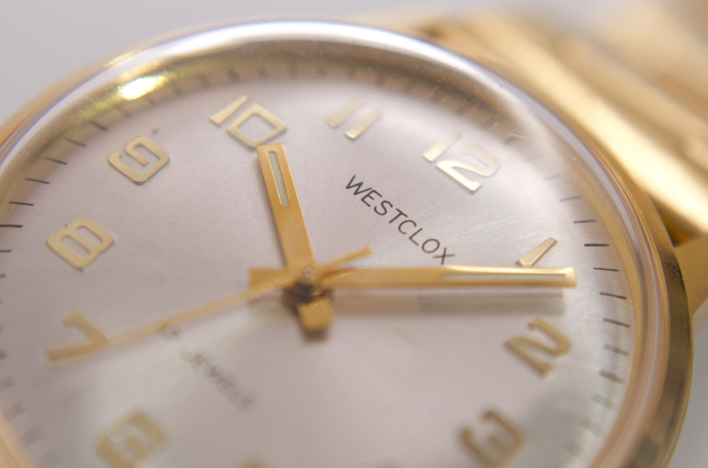 NOS 1960s Westclox Mechanical Champagne Gold Dial Men's Wrist-Watch