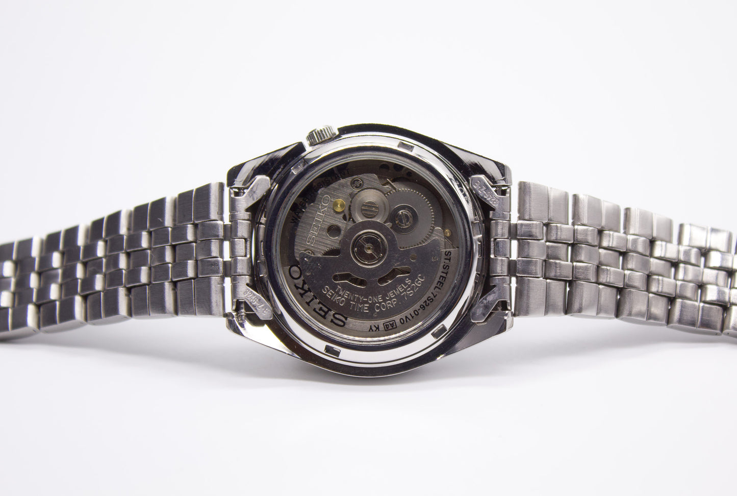 2000s Seiko 5 Midnight Black Dial Ghost Logo Men's Wrist-Watch