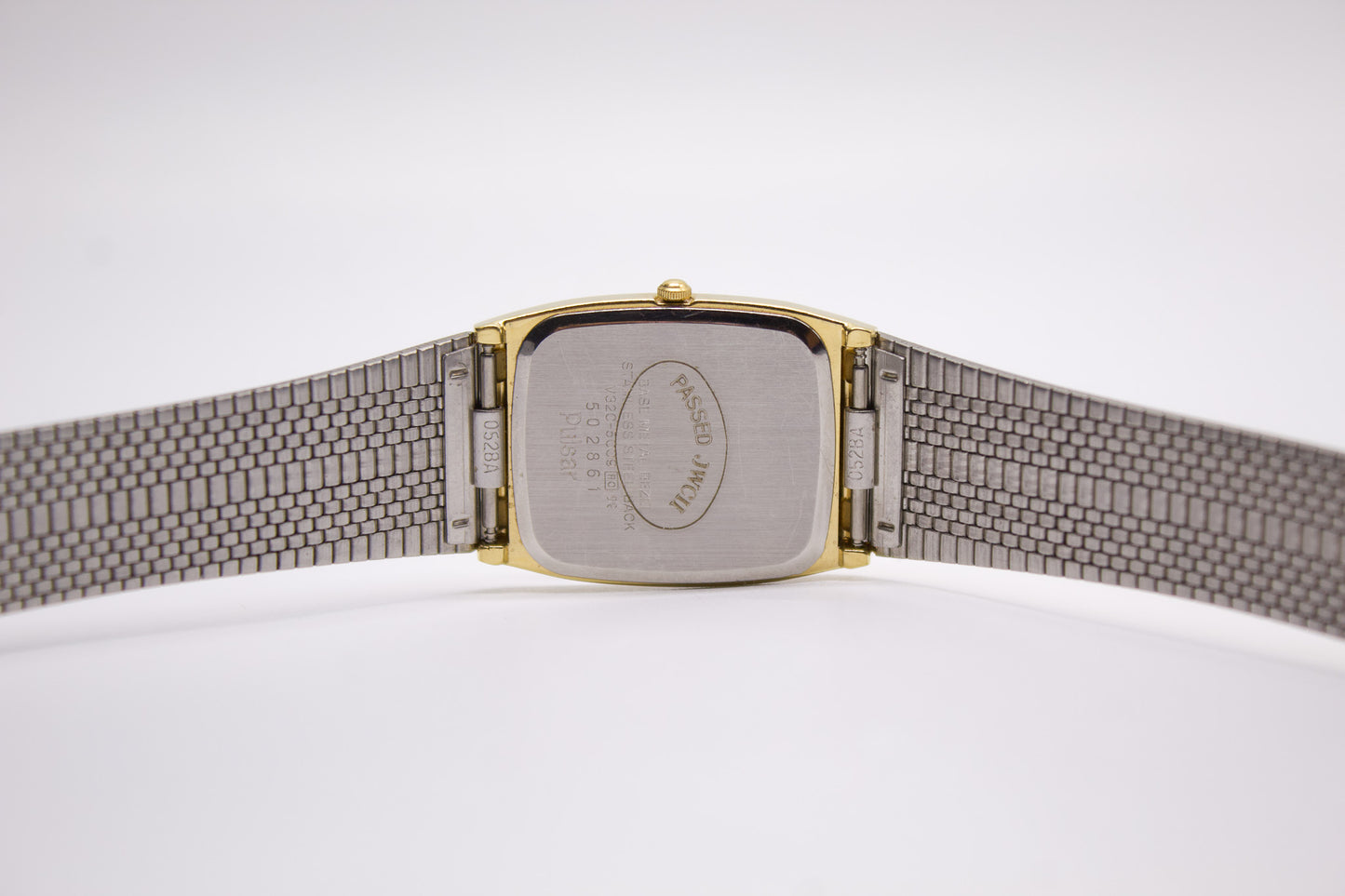 1985 Pulsar Quartz Straight Grain Golden Dial Men's Wrist-Watch