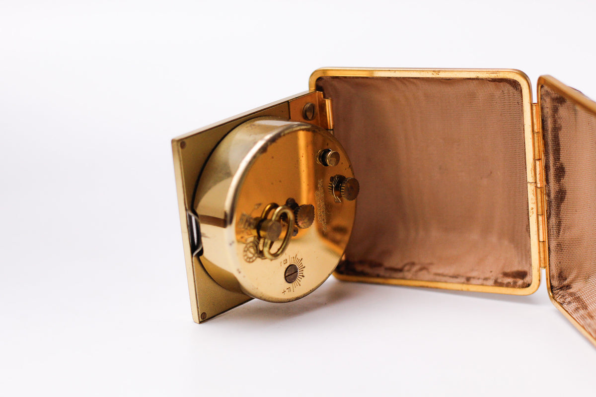 1970s Renise Mechanical Inky Black Dial Alarm Clock