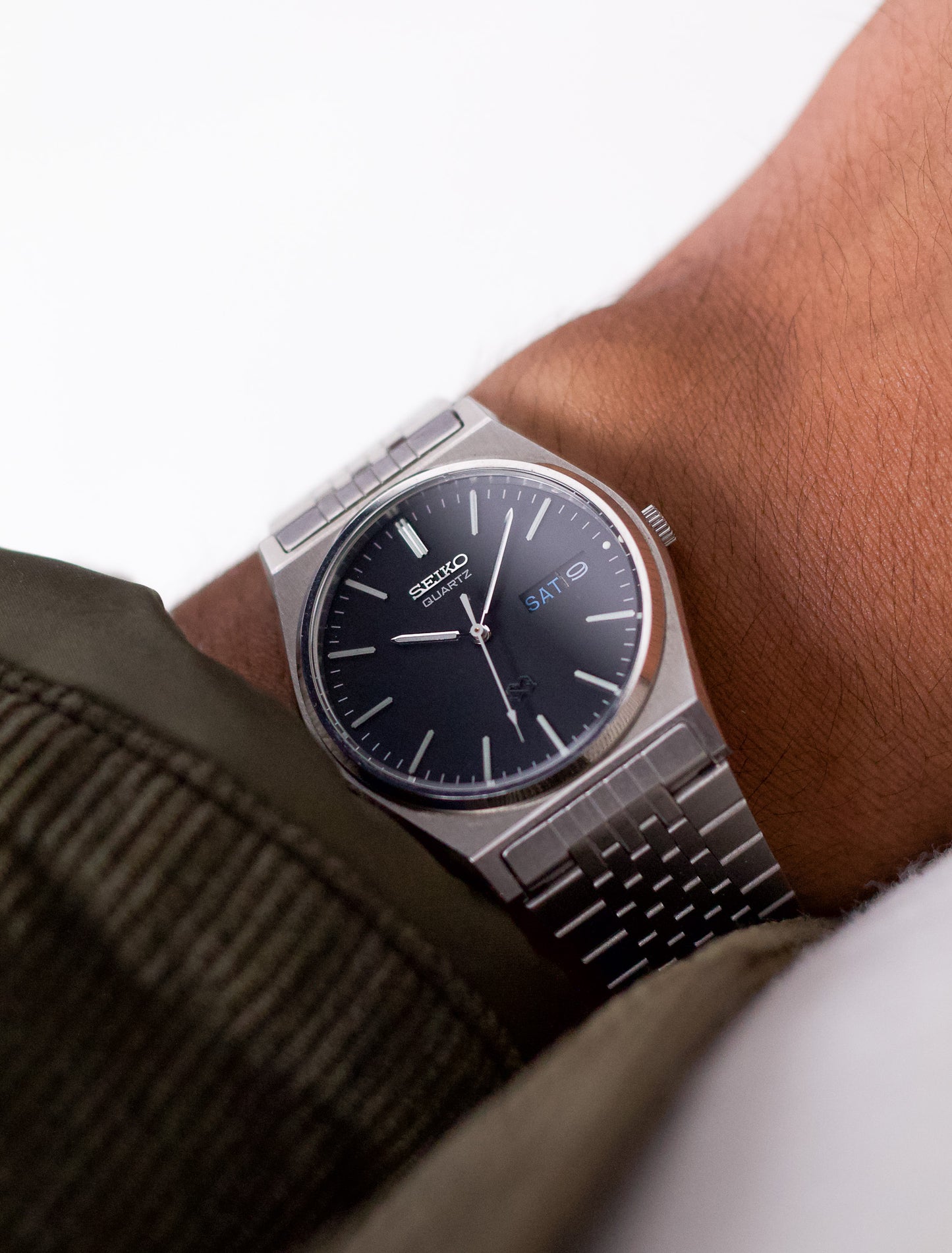 1985 Seiko SQ Matte Black Dial Men's Wrist-Watch