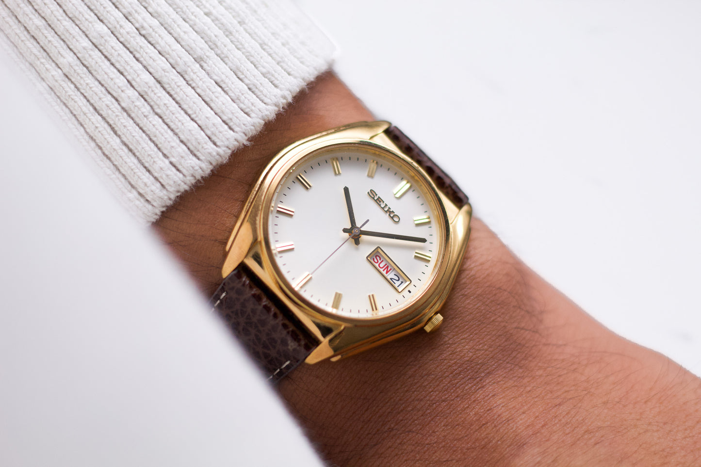 1999 Seiko Quartz Pale Gold Dial Men's Wrist-Watch