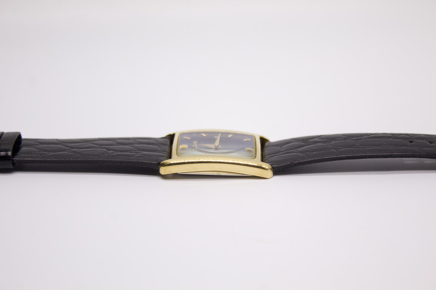 1996 Pulsar Quartz 'Tank' Marine Blue Sunburst Dial Men's Wrist-Watch